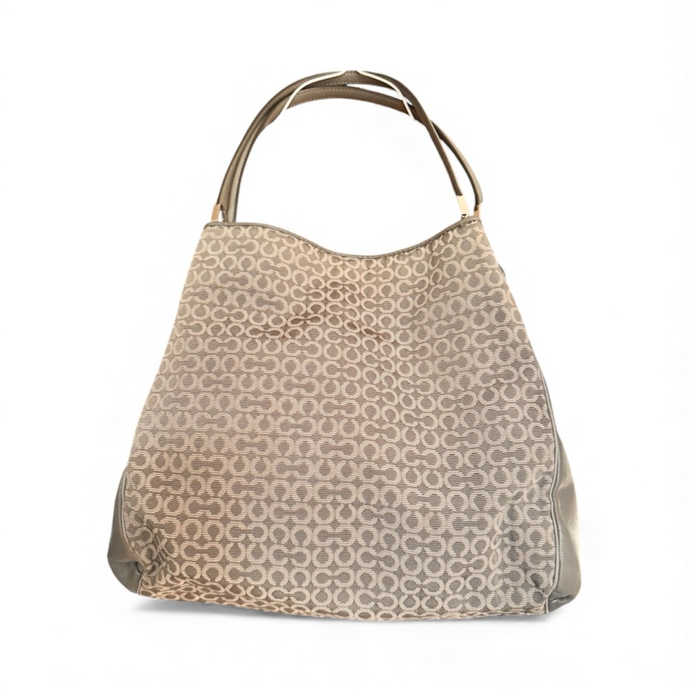 Coach Grey Signature Canvas and Leather Edie Shoulder Bag